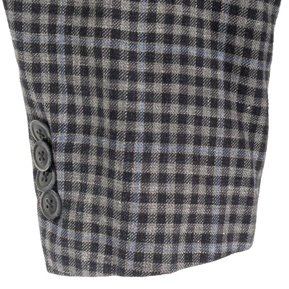 HICKEY FREEMAN Mens Blazer SIZE 40R Wool Silk Linen Two Button Gray Black Check - Picture 7 of 13